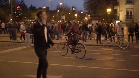 Biker girl in a protest Stock Footage 74427979