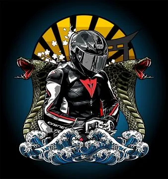 Biker with helmet full face Stock Illustration