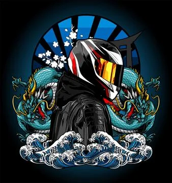 Biker with helmet full face Stock Illustration