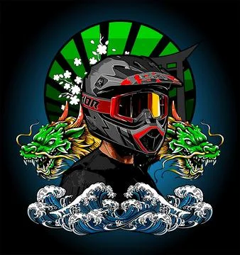Biker with helmet full face Stock Illustration