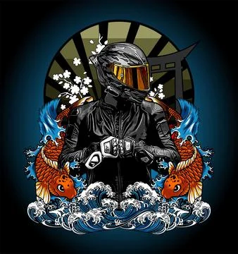 Biker with helmet full face Stock Illustration