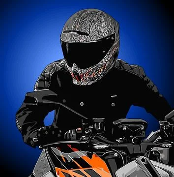 Biker with helmet full face Stock Illustration