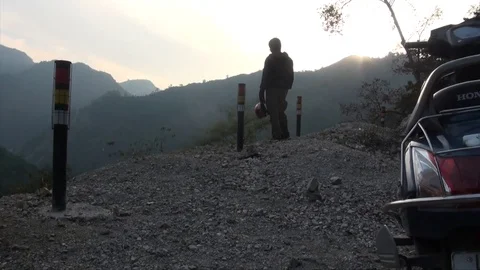 Biker on his way Stock Footage 72329883