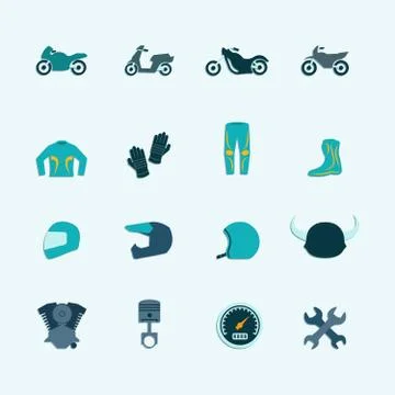 Biker icon set Stock Illustration