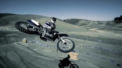 Biker jumps in slow motion on the bike Stock Footage 63392200