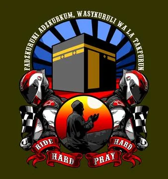 Biker with kaaba background vector template Stock Illustration