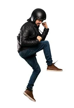 Biker man  jumping Stock Photos