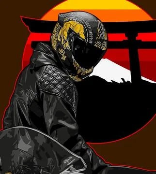 Biker on moon background vector template Stock Illustration