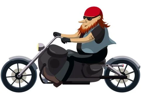 Biker on a motorcycle chopper Stock Illustration