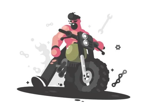 Biker on motorcycle Stock Illustration