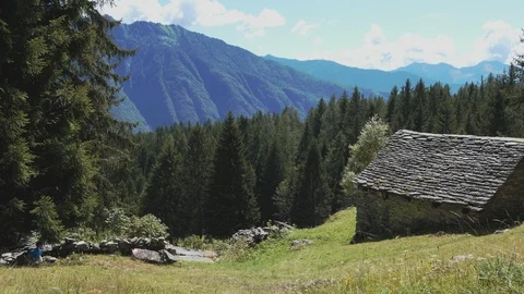 Biker on mountain path Stock Footage 114174466