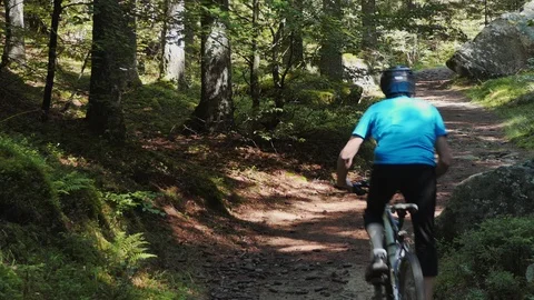 Biker on mountain trail Video stock 114173480