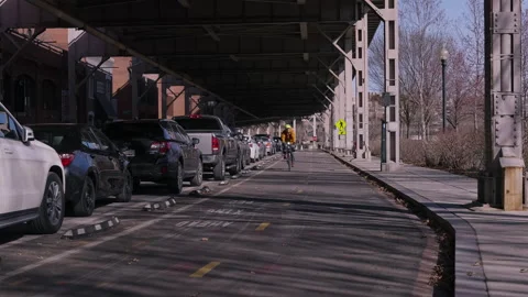 Biker Passing Through Frame Washington DC Georgetown Stock Footage 155755670
