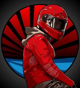 Biker in red leather jacket vector Stock Illustration