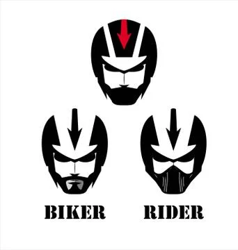 Biker, rider head Stock Illustration