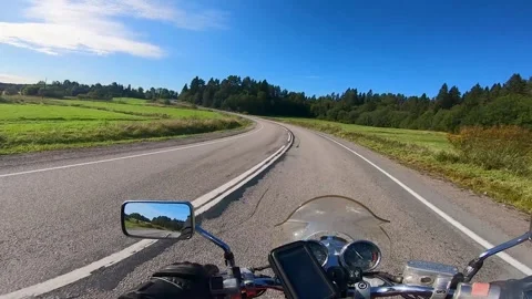 Biker rides a motorcycle Stock Footage 264804243