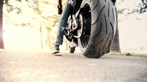 Biker riding on his motorcycle Video stock 73479810