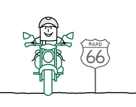 Biker on the road Stock Illustration