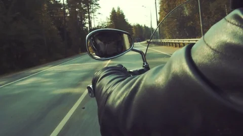 Biker on the road tripping Stock Footage 80867450