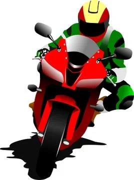 Biker on the road. Vector illustration Stock Illustration