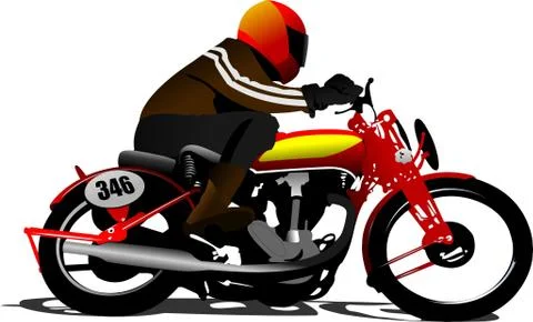 Biker on the road. Vector illustration Stock Illustration