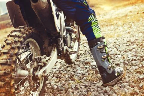 Biker before the start Stock Photos