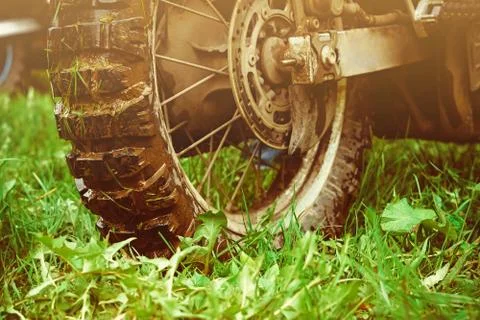 Biker before the start Stock Photos