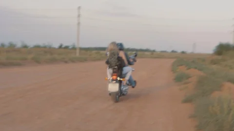 Biker starts on a motorcycle Stock Footage 87167623