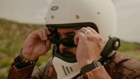 Biker in Texas Desert Stock Footage 185596336