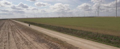 Biker in Texas Desert Stock Footage 186320818