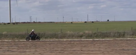 Biker in Texas Desert Stock Footage 186325529