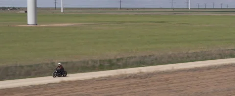 Biker in Texas Desert Stock Footage 186331211