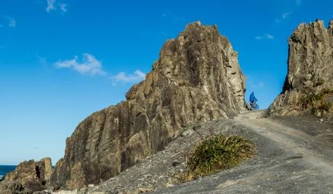 Biker Through Devils Gate Stock Photos