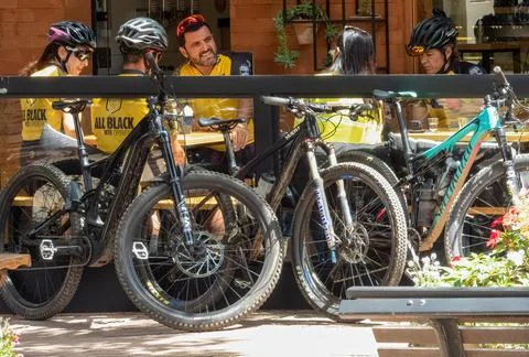 Bikers on bar Stock Photos