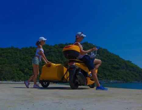 Bikers on the beach Stock Photos