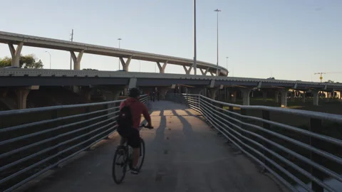 Bikers on City Trail Stock Footage 251036892