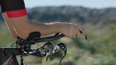 Bikers hands on handle bars Stock Footage 106469812