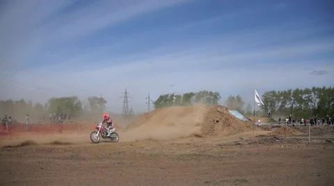 Bikers jumping over hill Stock Footage 62021726