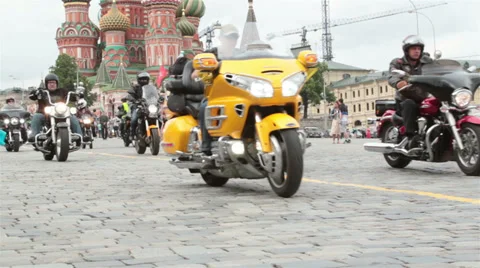 Bikers in moscow Stock Footage 27789438