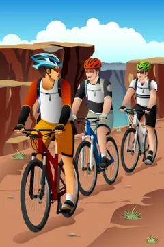 Bikers in the Mountain Stock Illustration
