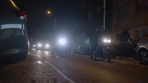 Bikers at night protest Stock Footage 197173088