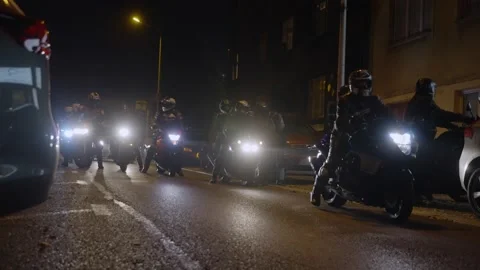 Bikers at night protest Stock Footage 197173614