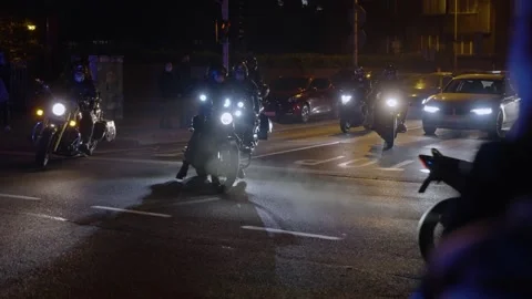 Bikers at night protest Stock Footage 197173675