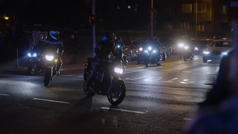 Bikers at night protest Video stock 197174012