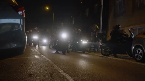 Bikers at night protest Stock Footage 197175680