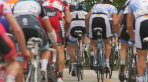BIKERS RACE AWAY FROM CAMERA 2 Video stock 5438857