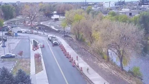 Bikers riding down a trail Stock Footage 69152501