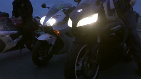 Bikers sit on motorcycles Stock-Footage 102364879