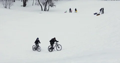 Bikers on snow Stockbeeldmateriaal 71410923