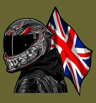 Bikers wearing helmets with british flags Stock Illustration